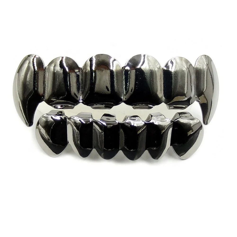 New HIPHOP Custom Silver 18K Real Gold Plated Brass VVS Grillz Teeth Bustdown Top And Bottom Ice Out Grillz Box For Tooth