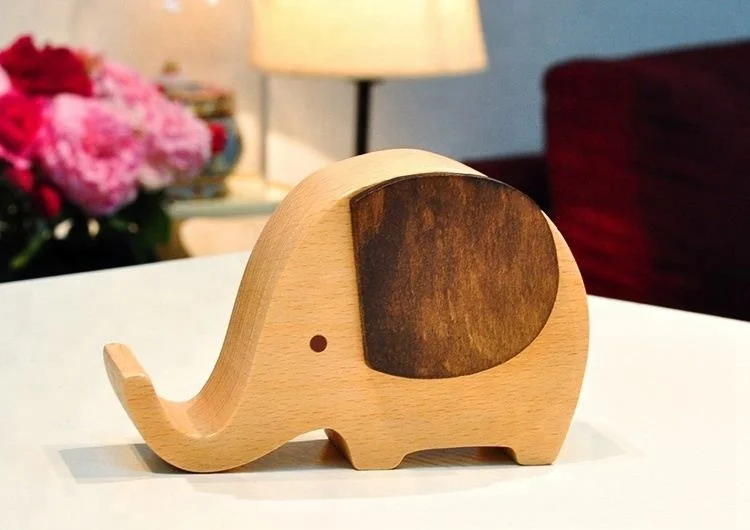 Wooden elephant music box for birthday gift for children at Christmas