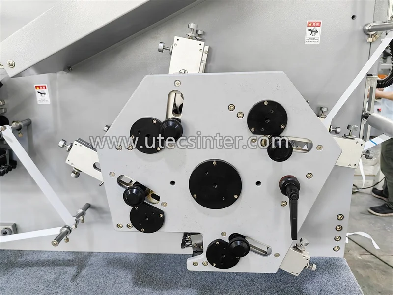 UGS42 Multiple Color Automatic Fabric barcode label Flexo Printer, Garment Organza Grosgrain cotton ribbon Printing Machine