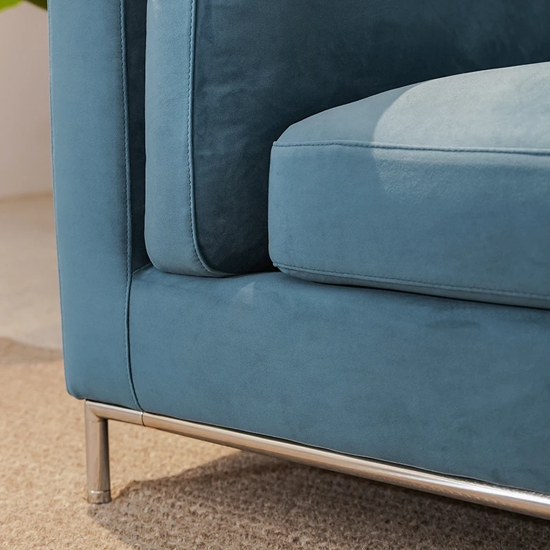 Modern Classic Blue Velvet Sofa
