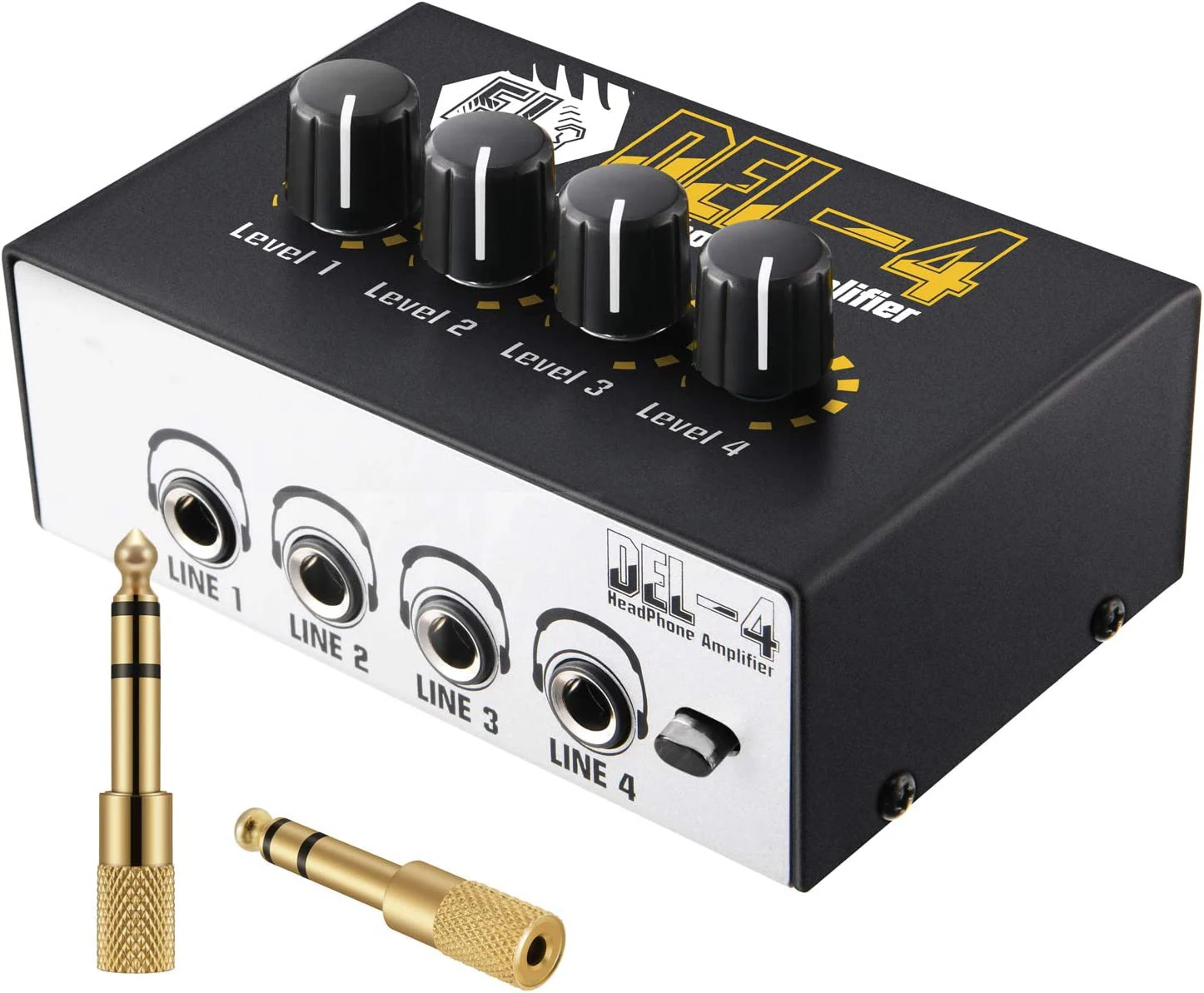 Headphone Amplifier Donner 4 Channels Metal Stereo Audio Amplifier,Mini Earphone Splitter with Power Adapter