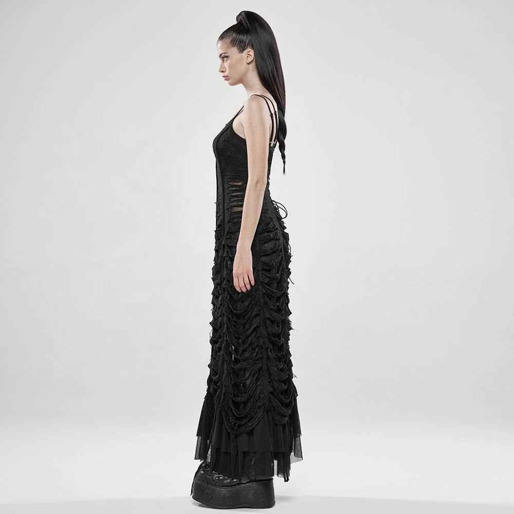 Punk Rrave Summer Gothic Dresses WQ-438 Diablo Dry Well Creature Dress Casual  Lace Velvet Dresses