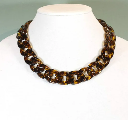 Lucite Cellulose Acetate Acrylic Tortoise Shell Chunky Cuban Link Chain Bracelet/Resin Tortoiseshell Glasses Chain For Bags