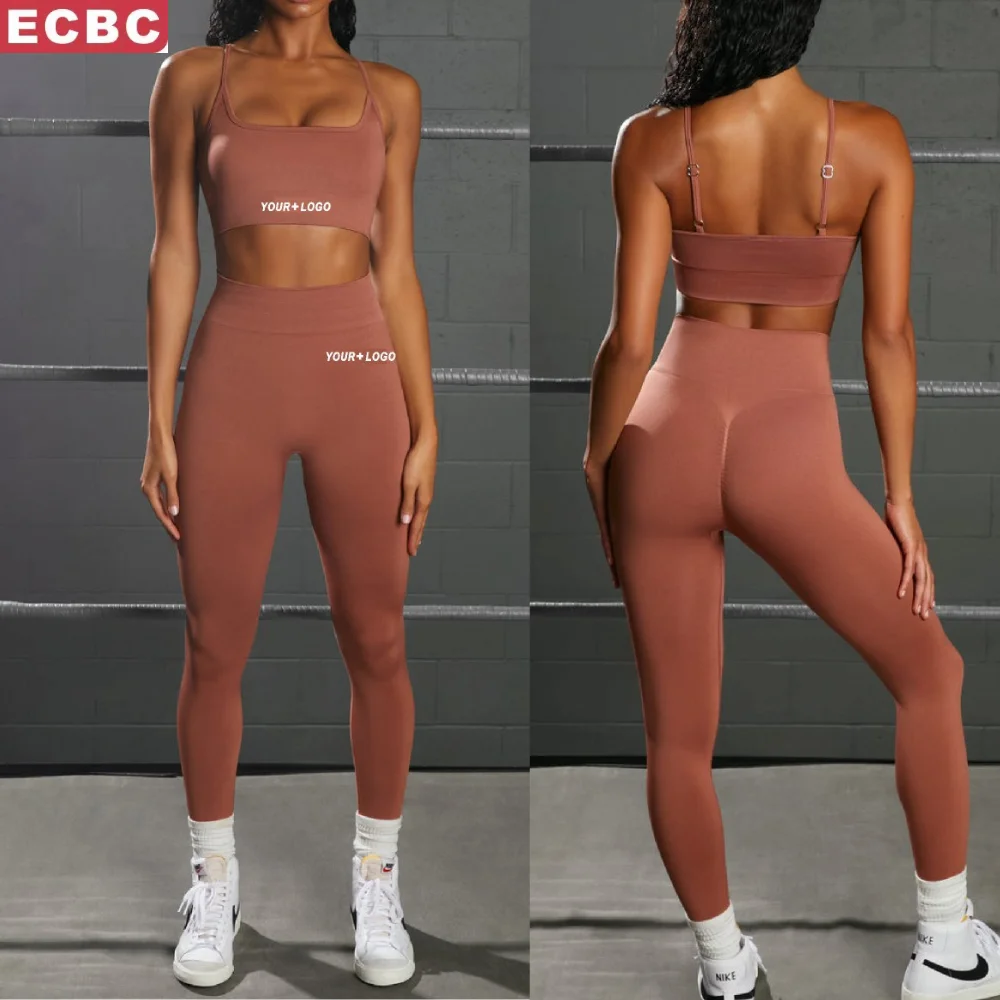 Женская одежда для йоги с логотипом на заказ, спортивная одежда для тренажерного зала, фитнеса, женские штаны с высокой талией, бюстгальтер, леггинсы, бесшовные комплекты из 2 предметов
