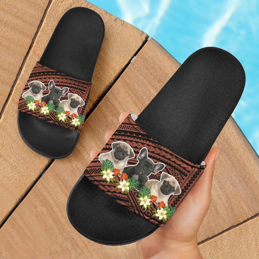 
Drop shipping custom logo designer slippers high quality eva slippers for ladies beach sandals hawaiian flowers plumeria design 