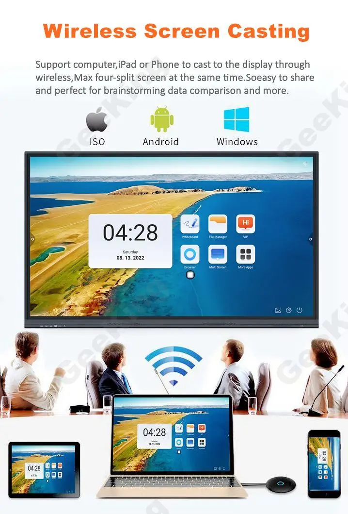 4K Interactive Flat Panel Conference Portable Electronic Digital Smart White Board