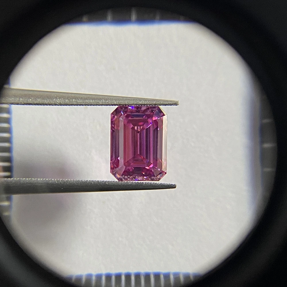 GRA Certificate VVS1 Emerald Cut Moissanite 7*9mm 3cts Synthetic Pink Moissanite emerald gemstones