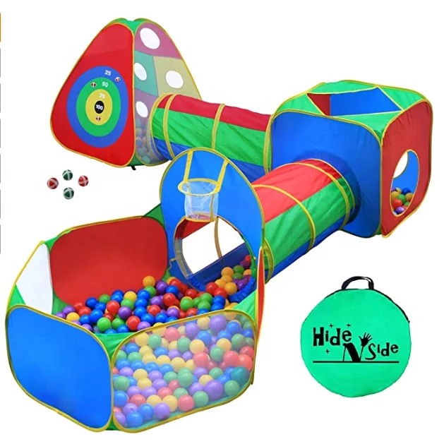 YL  5pc Kids Ball Pit Tents and Tunnels, Toddler Jungle Gym Play Tent with Play Crawl Tunnel Toy, for Boys babies infants