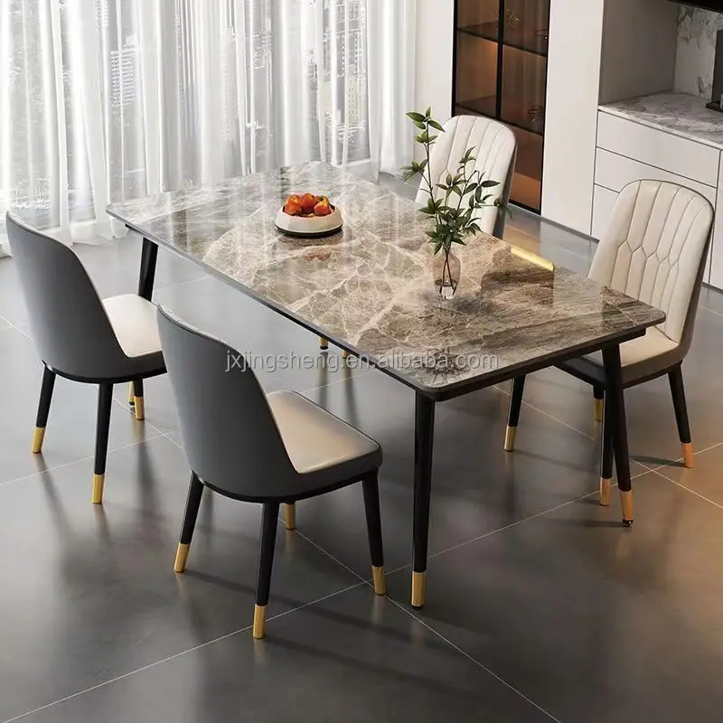 Solid wood frame furniture high quality 6 seater dining table set