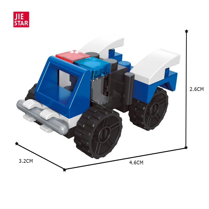 JIESTAR 19 pcs small mini city police patrol vehicle guard car building block set little cheap easter egg surprise egg filler