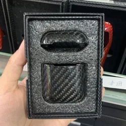 Earphone Case Ultra Thin Black Real Carbon Fiber Protective Case Cover For Airpods 1 2 Case
