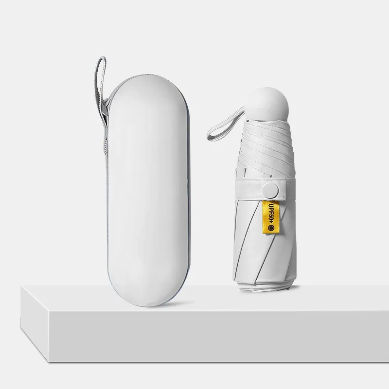 8ribs capsule umbrella Five Off Sun Umbrella Hand Fold Uv Resistant Black Gel Mini Capsule  Folding pocket Umbrella