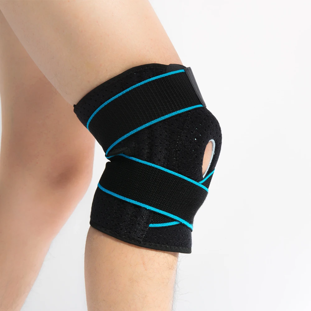 Huali Fitness cycling running patella knee pads knitted sports warm straps knee brace silicone knee protective gear