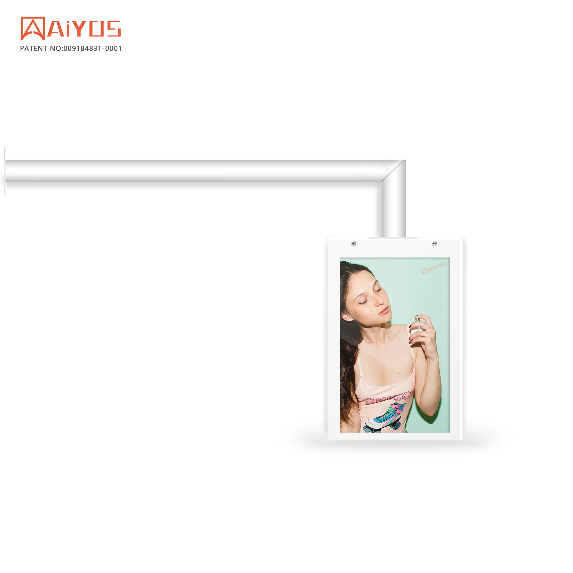 Aiyos 4 sided lcd cube magic digital advertising screen display colorful LED Projector door header lcd display cube for stores