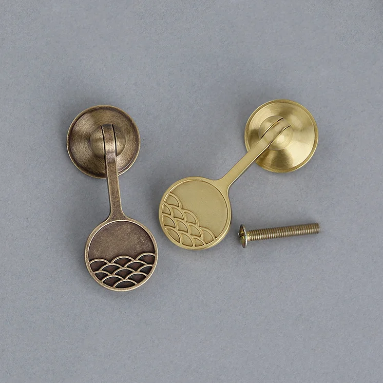 Zhuoqi Pure brass handle antique household hardware drawer cabinet door pendant single hole small handle