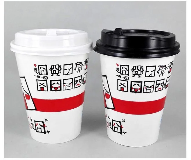 Factory Direct Supply Multiple Color Disposable Customized Printing 4oz 8oz 12oz 500ml 550ml Coffee Paper Cup with Lid