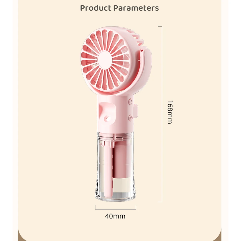 2024 New Handheld Spray Portable Small Fan Gift Custom Humidified Handheld Wearable Fans For Outdoor