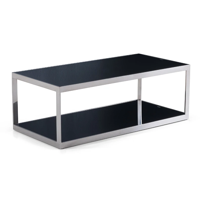 Home Furniture Rectangle Steel Metal Tempered Glass Office Home Coffee Table