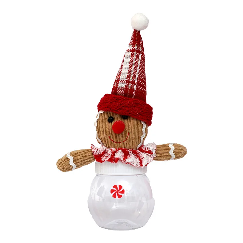 Christmas Candy Jar Plastic Transparent Gift Storage Bottle Snowman Elk Festival Decoration Kid Gift Packaging For New Year
