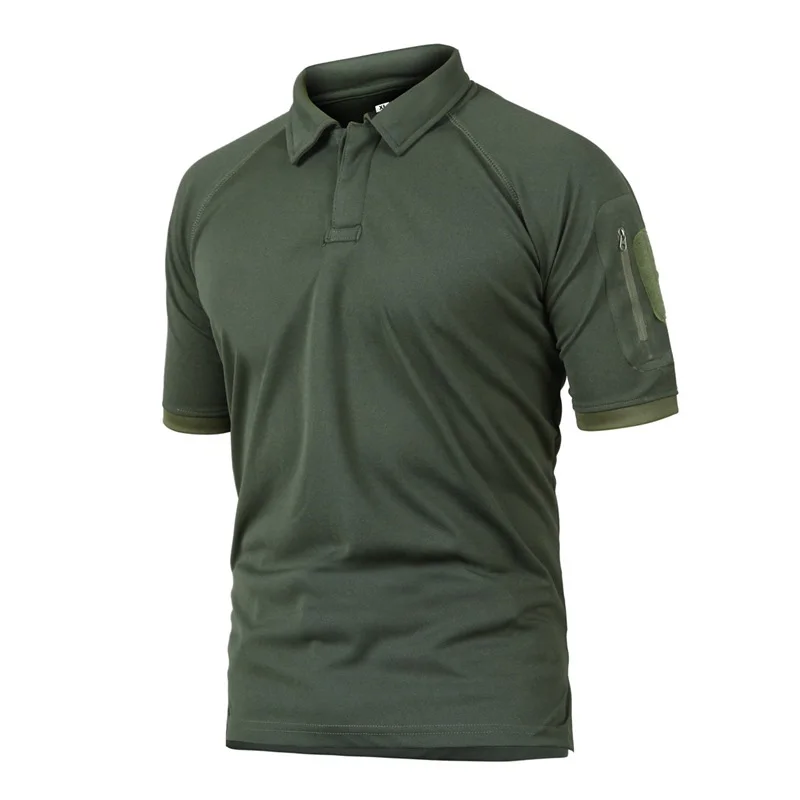 Blue and Olive Green camouflage Polo T shirt Fast dry With collar With chest zip pocket