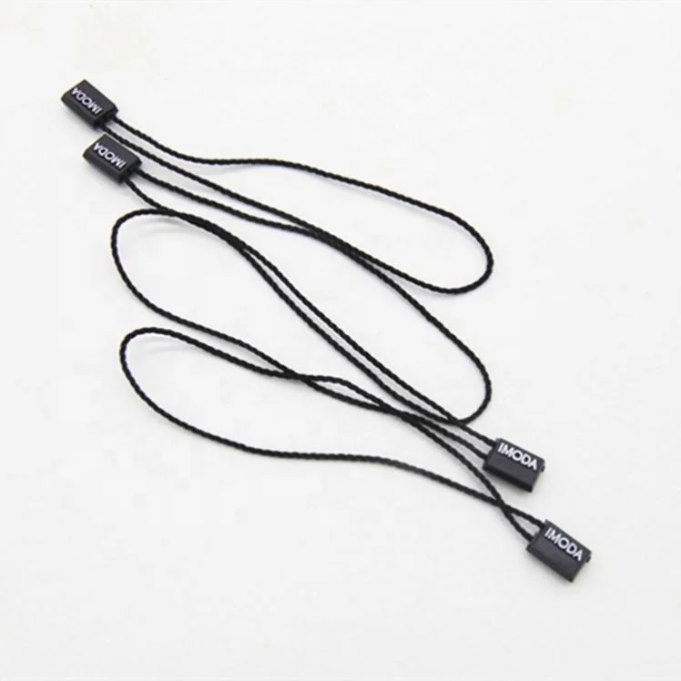 Custom Embossed Name Logo Garment Hang String Seal Plastic Tag