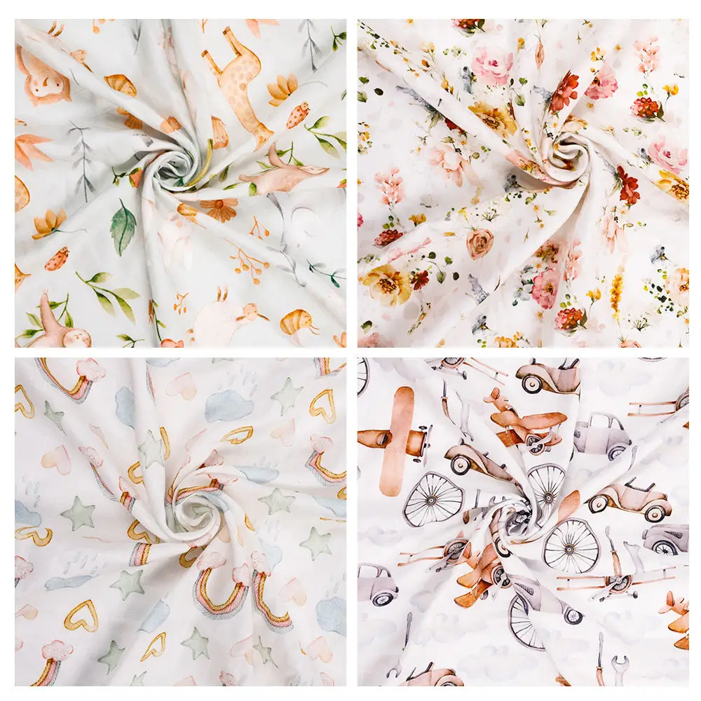 Happy flute safe 70%bamboo+30%cotton poplin digital printed high-density muslin fabric
