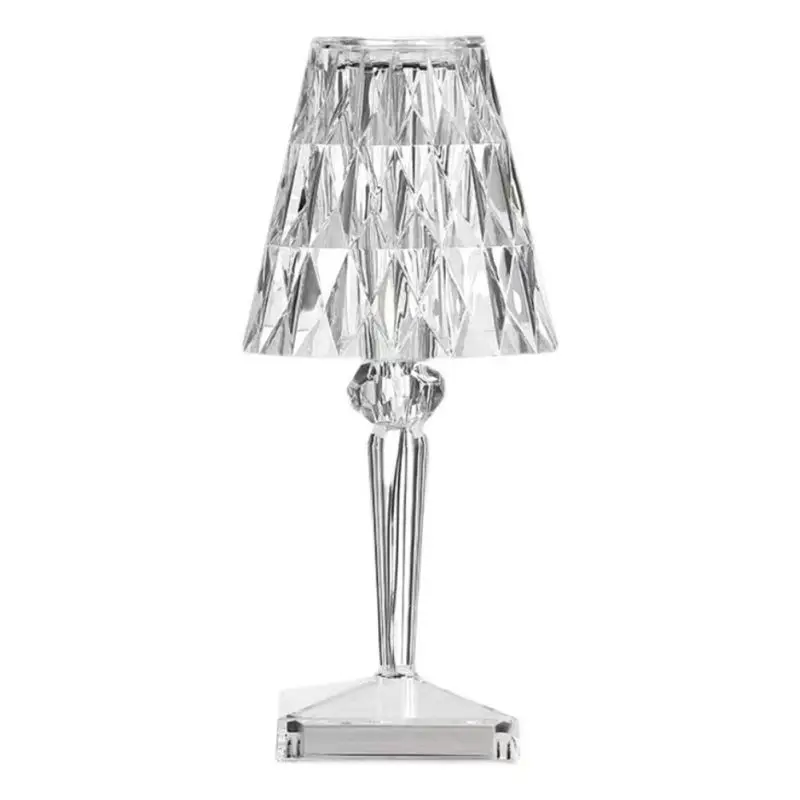 Modern Luxury USB Crystal Diamond Rechargeable Acrylic Transparent Prism Decorative LED Desk Table Lamp Night Light