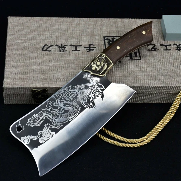 High Quality Custom Steel Blade Polished Cleaver Chopper Kitchen Knife  with Perfect Hand Grip