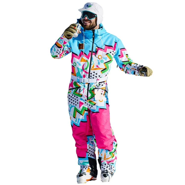 Hight quality good price  men one piece snow suit colorful custom print snowboard ski jackets