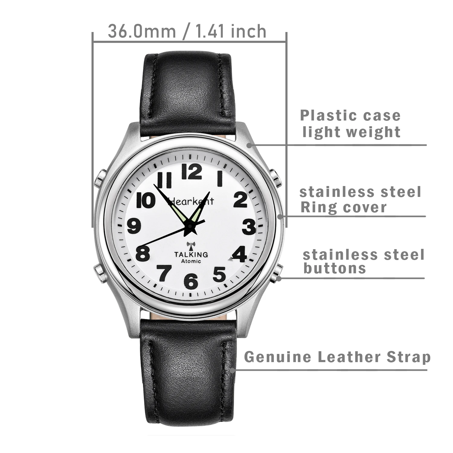 Hearkent  UK or US Atomic Talking Watch for blind or elder people  loud and clear man voice talking watch for women lady kids