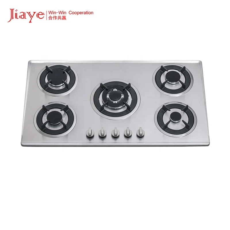 5 burner gas cooker factory wholesale price home appliance AC ignition cast iron support CE certificate built in stove gas hob