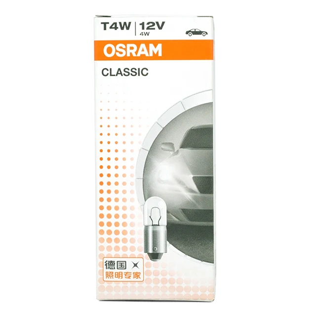 
OSRAM 3893 T4W 12V 4W BA9s ORIGINAL signal lamps with metal bases made in Thailand Auxiliary lamp 