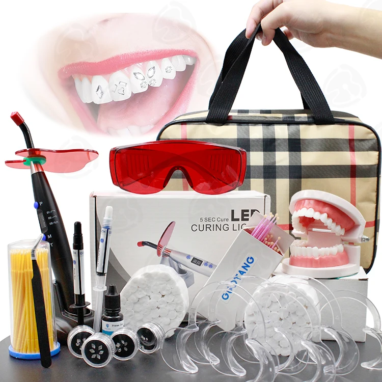 wholesale OEM crystal light cure Tooth gem kit  Professional Teeth gem whitening Diy tooth gem adhesive kit