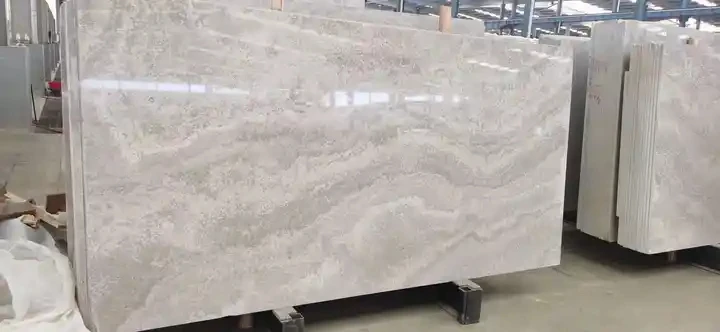 Wholesale Natural Stone White Serperggiante Marble Slab White Wooden Grain Marble Wood Design Marble