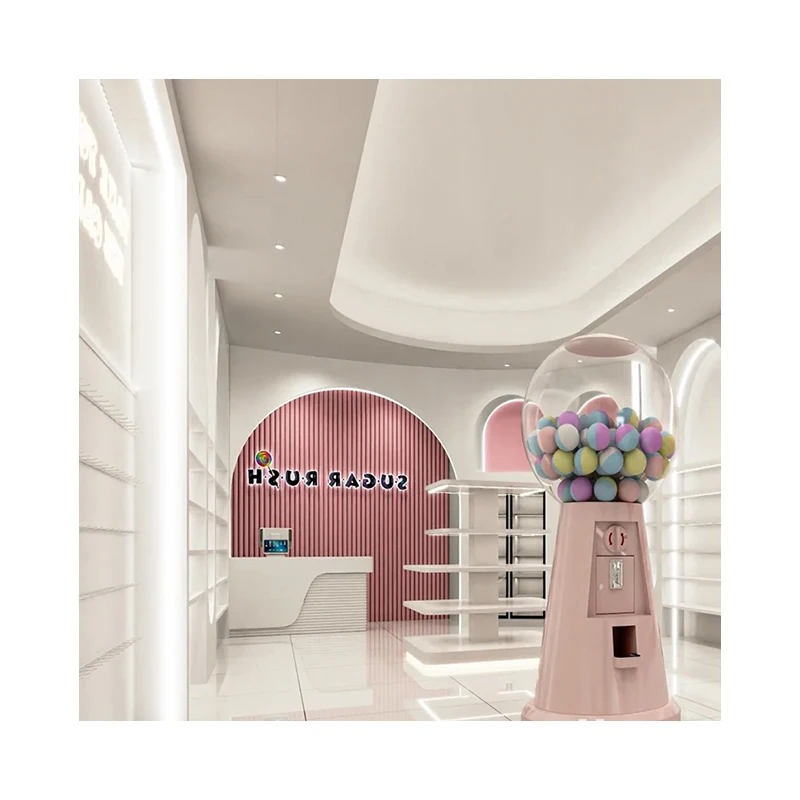 Modern Style Candy Store Displays customizable candy display rack led light shelves for retail store