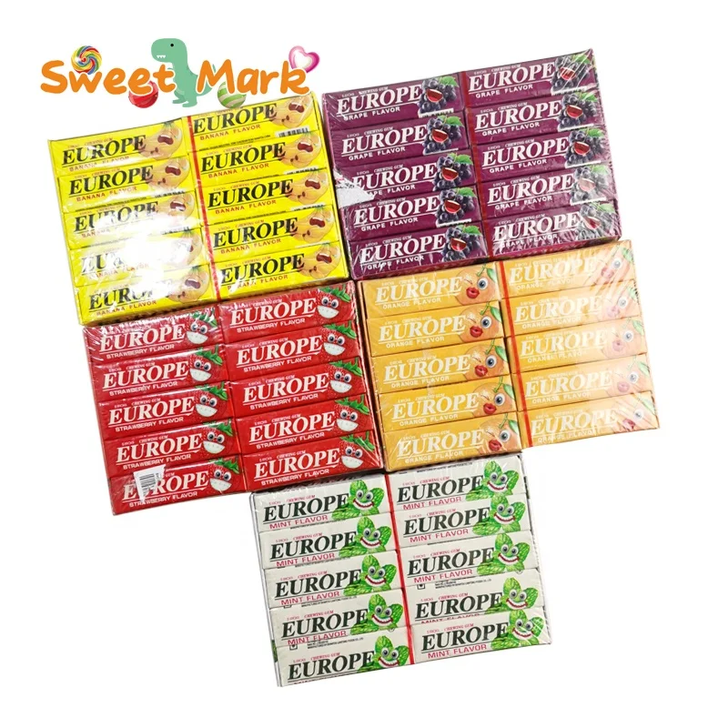 Wholesale europe press gum soft candy delicious mix fruit chewing gum