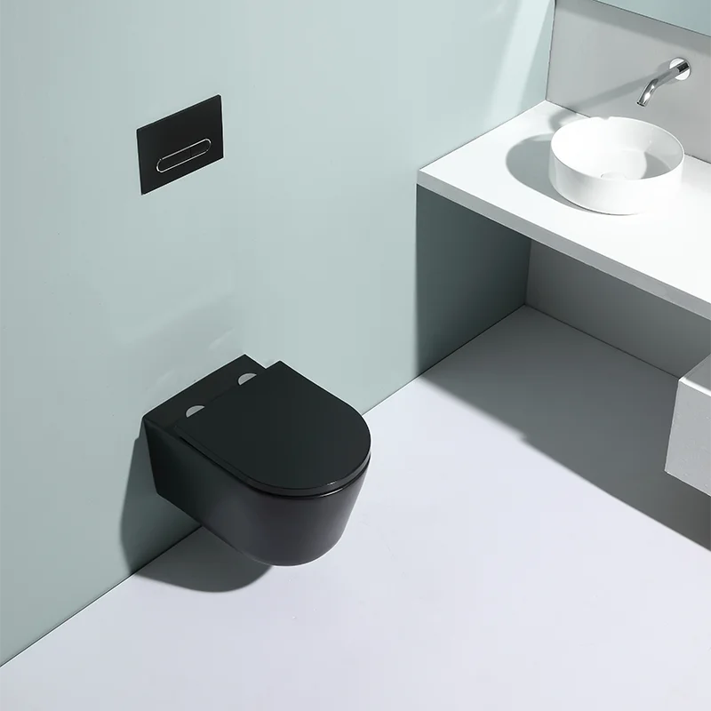 china factory matte black color wall hung toilet rimless toilet suspendus toilette wc