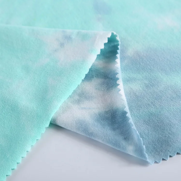 
Custom tie dyed design cotton spandex soft stretch jersey lycra fabric for t shirt 