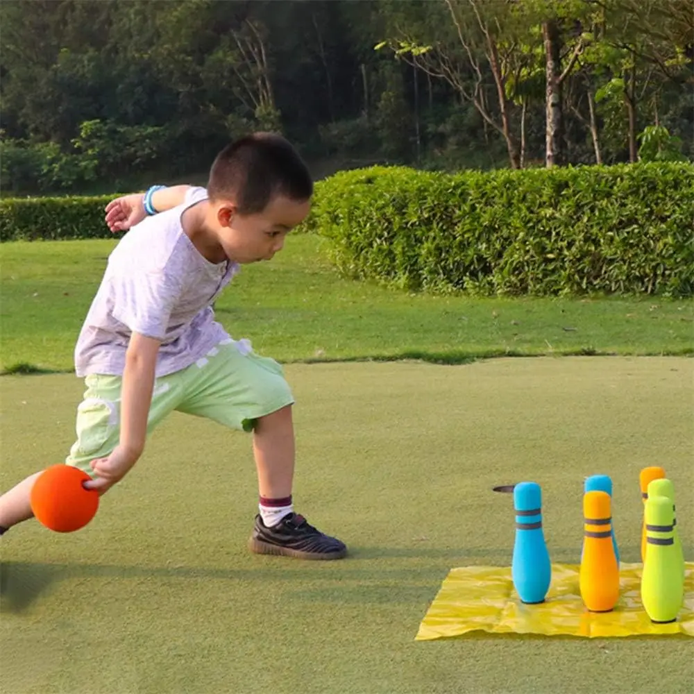 Bowling games indoor outdoor NBR Foam Bowling Game6 pins set 1 ball mini soft colorful foam kids bowling set