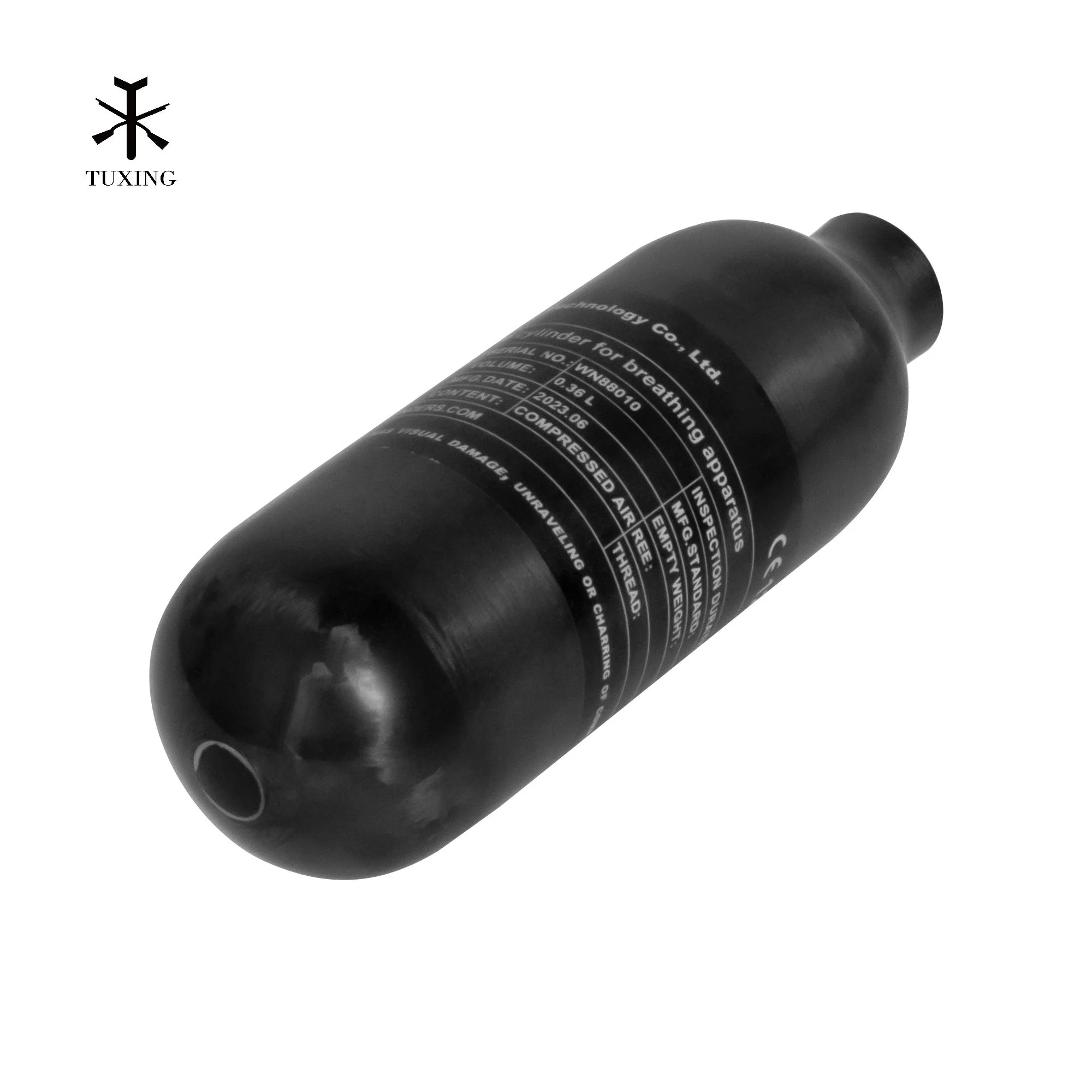 TUXING New Model Matte High Quality 0.36L 300bar 4500psi Mini Outdoor Sport Paintball Game Gas Compressor Carbon Fiber Air Tank