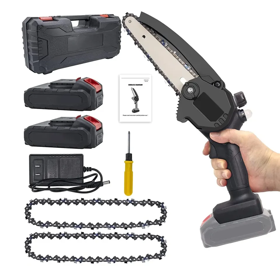CS04 cordless mini handheld gasoline chainsaw 6/8inch small electric portable chain saws with battery