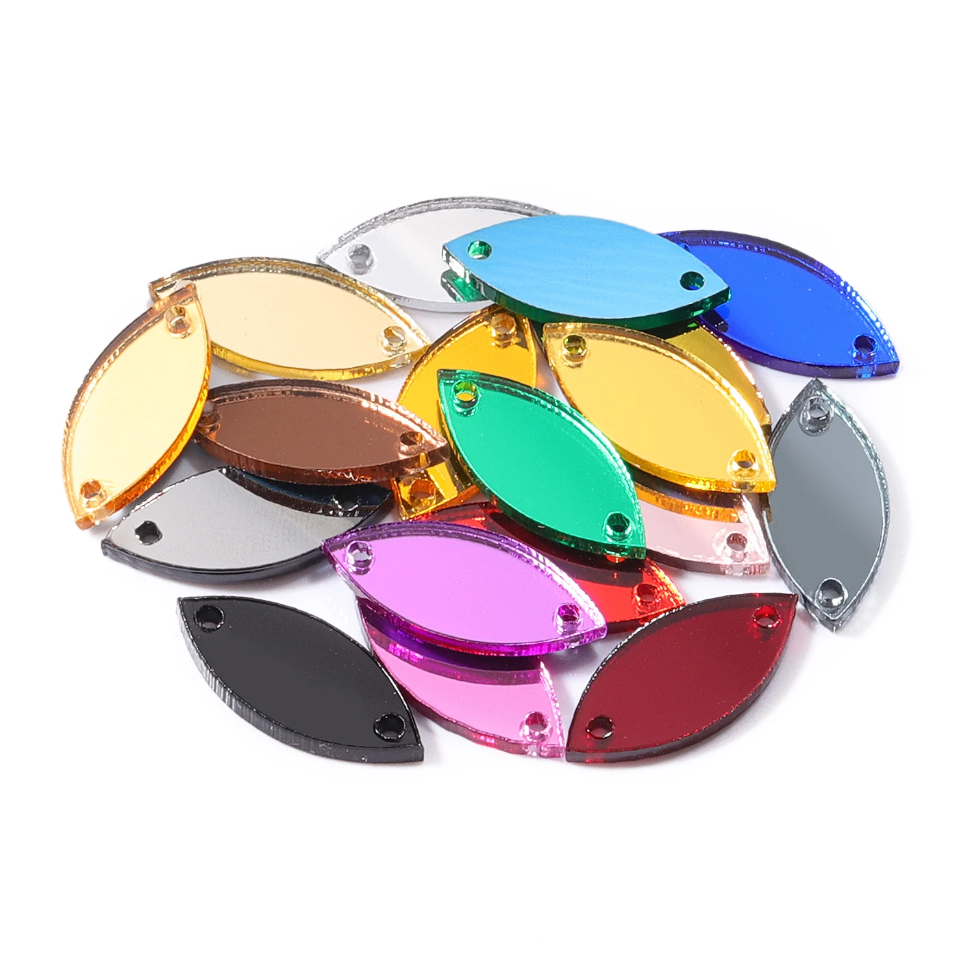 QIYI Innovative Design Factory Direct Wholesale New Shape Clear Glass NAVETTE  Acrylic Mirror Sewn Rhinestone For Designer