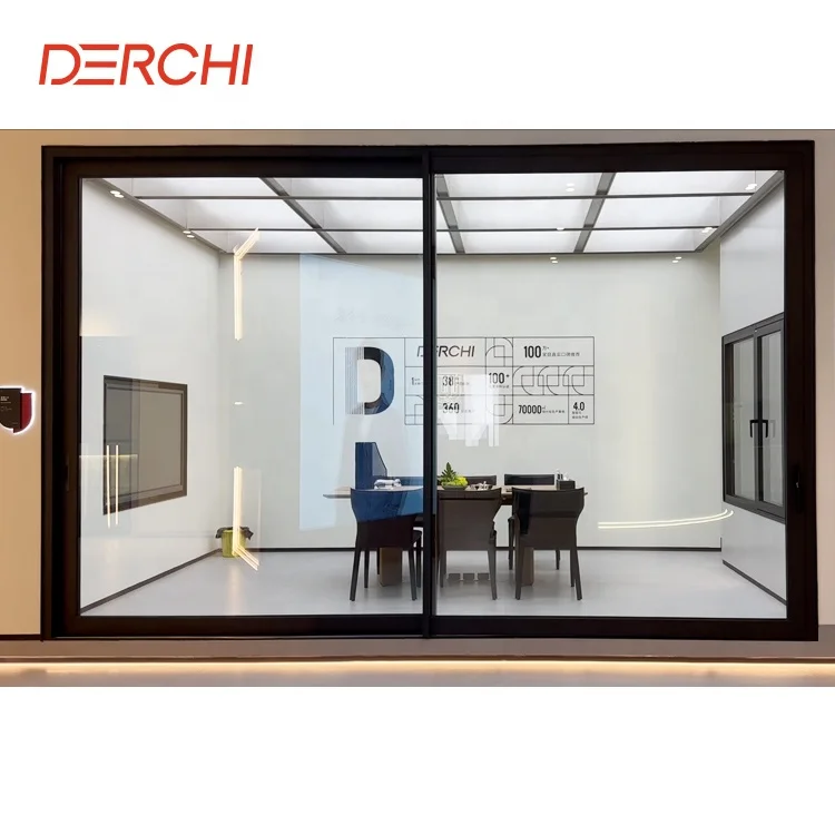 DERCHI NFRC AS2047 оптовая цена алюминиевая рама с порошковым покрытием дверь патио двойная стеклянная раздвижная