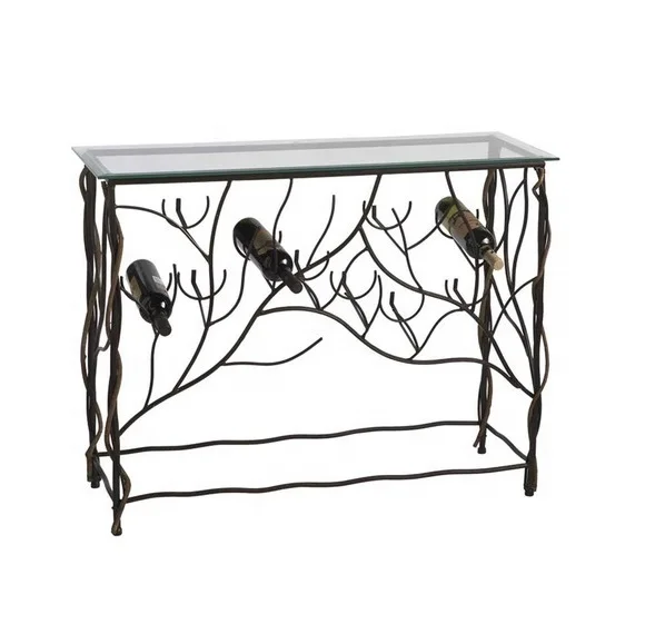 Modern Look Iron Bar Table with Wine Bottle Holder Stand