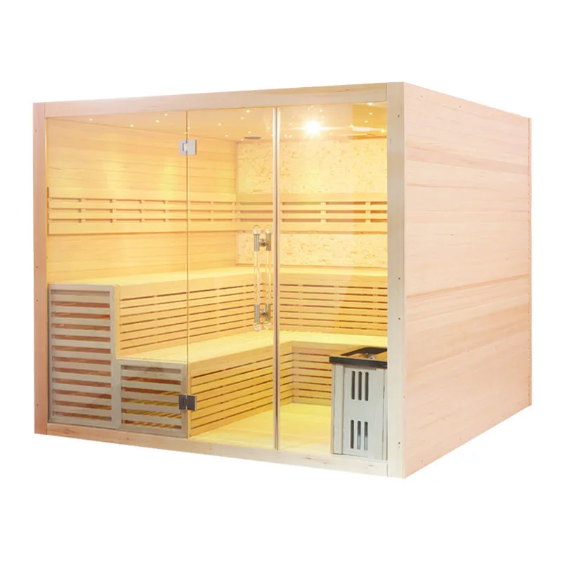 Hot sale indoor traditional sauna room solid wood 4 person wet steam sauna room sauna steam 4 person