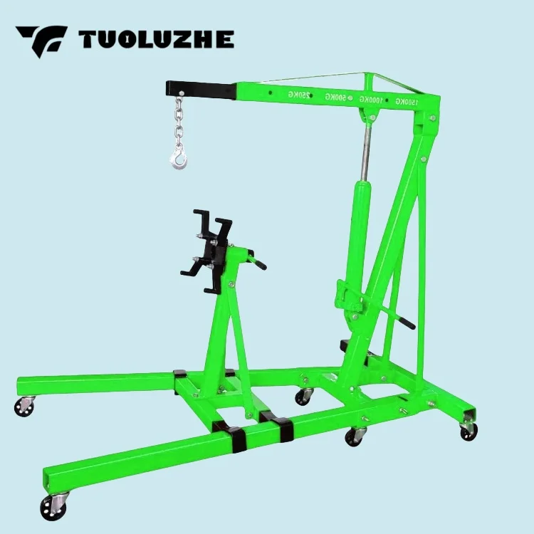 Mobile style crane jack car engine lift single arm crane 2 ton foldable shop crane with rotating engine stand