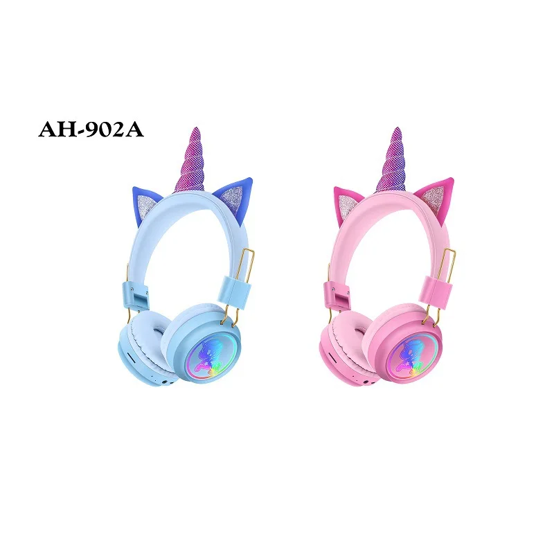 Симпатичный дизайн AH902A единорог беспроводная детская игровая гарнитура наушники