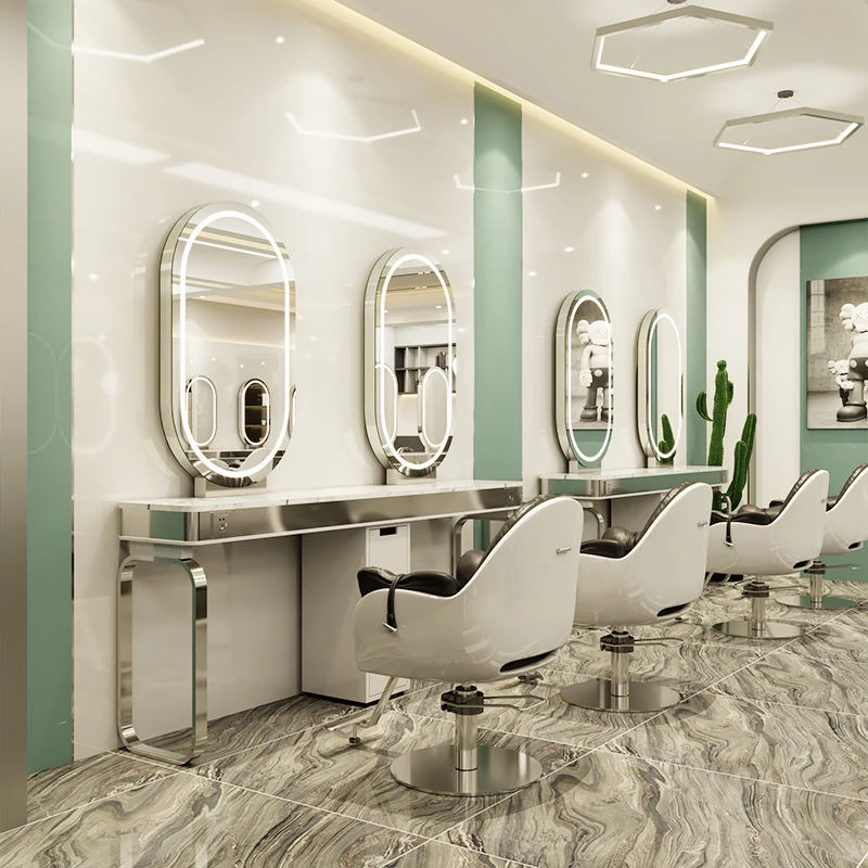 Хорошая Профессиональная Мебель для парикмахерской зеркало со светодиодной подсветкой для салона красоты зеркальная станция