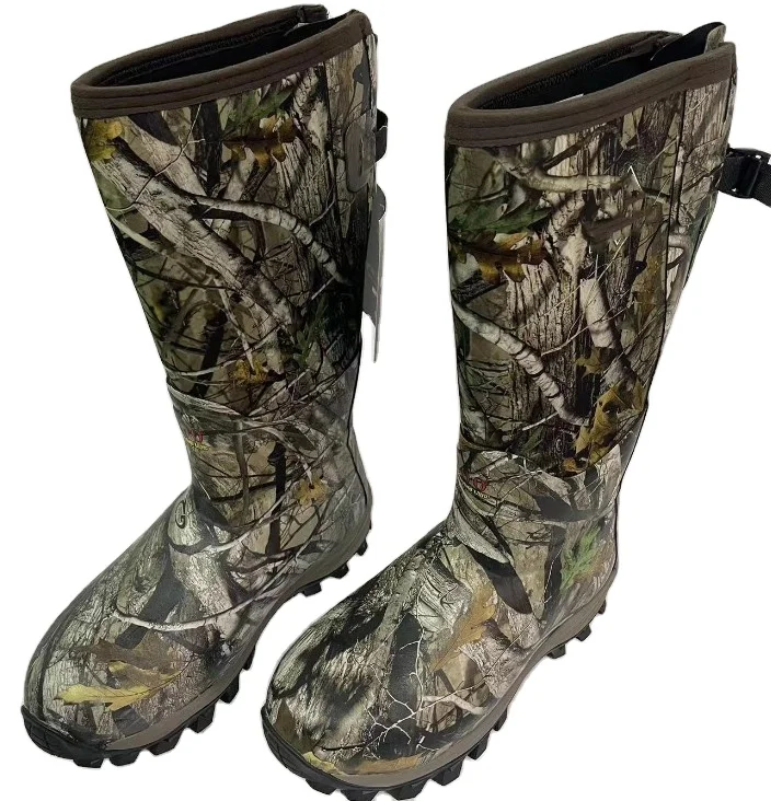 customized outdoors waterproof warm insulated for winter camouflage rubber neoprene hunting boots for men