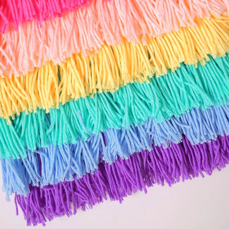 Cotton Knitted Kids Room Macrame Rainbow Wall Hanging Handmade Macrame Wall Hangings For Home Decor